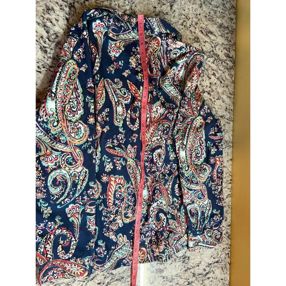Chicos Womens Shirt Small Multicolor No-Iron Cotton Paisley Button-Up Boho Retro - Picture 8 of 11